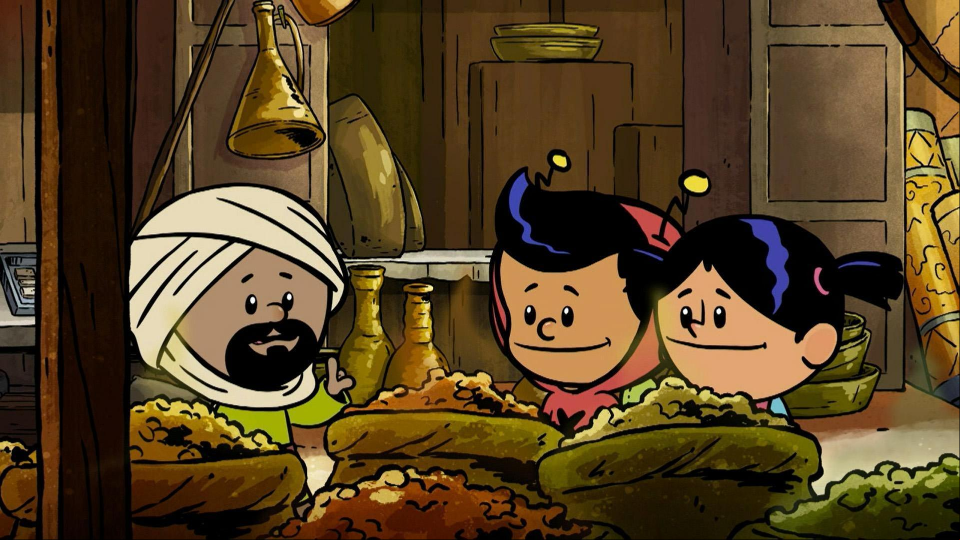 Our heroes meet the traveler Ibn Battuta./Our heroes meet inventor Beulah Louis Henry.