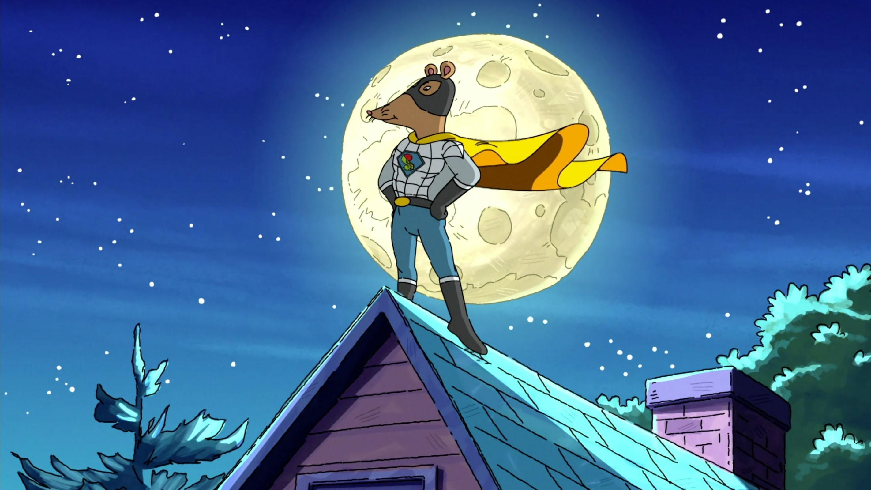 Is Mr. Ratburn secretly a superhero? / Buster and Ladonna bond over a memorable trip.
