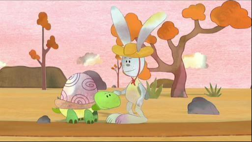 The Super Readers talk to the Tortoise and the Hare about the  race.