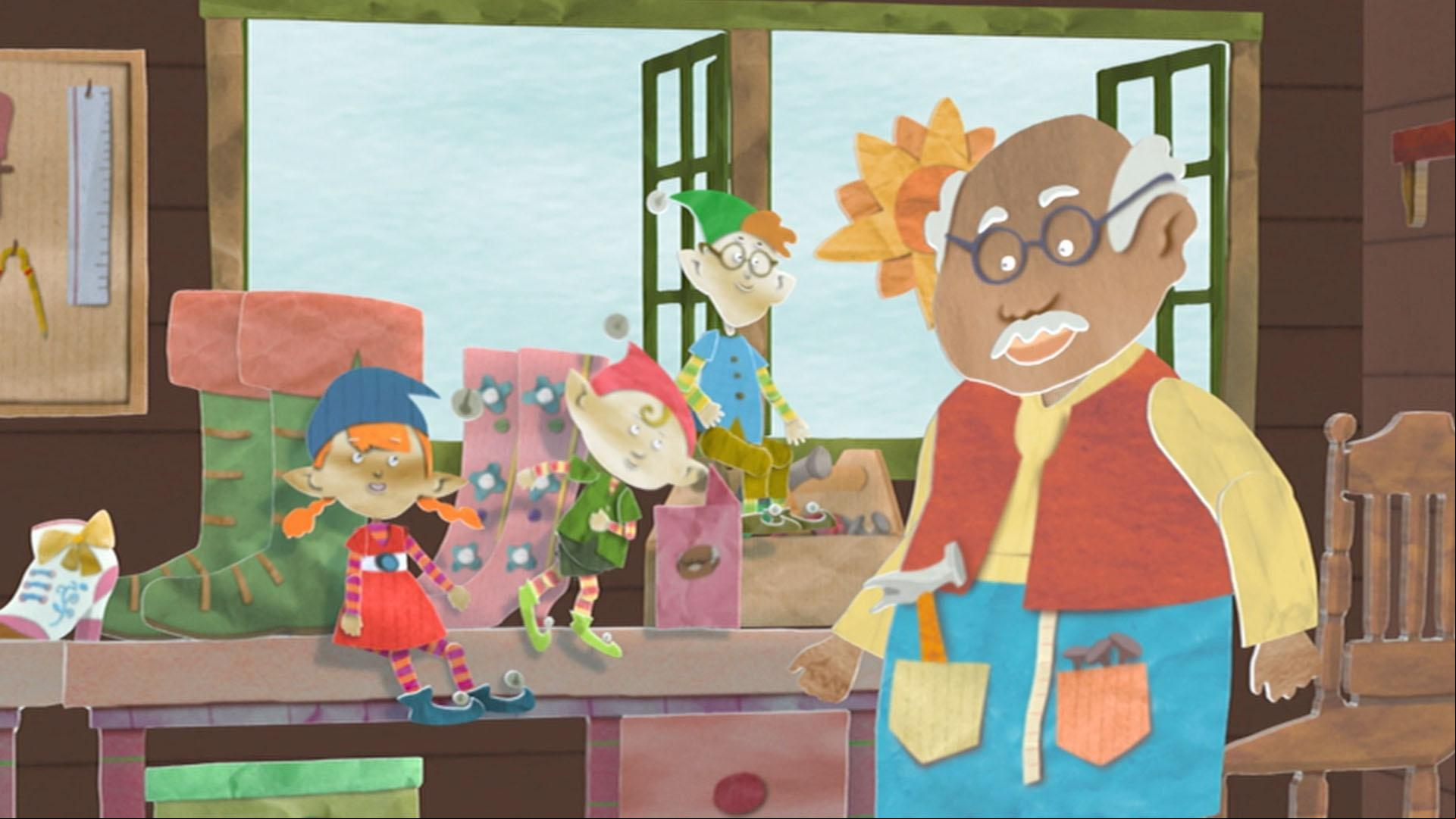The Super Readers help the Shoemaker write a note.